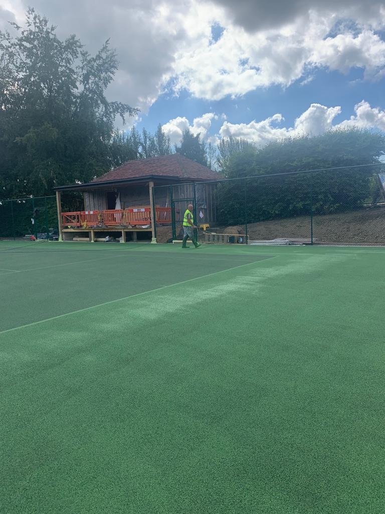 This is a photo of a tennis court refurbishment carried out in Wiltshire, All works carried out by Tennis Court Tennis Court Construction Surrey